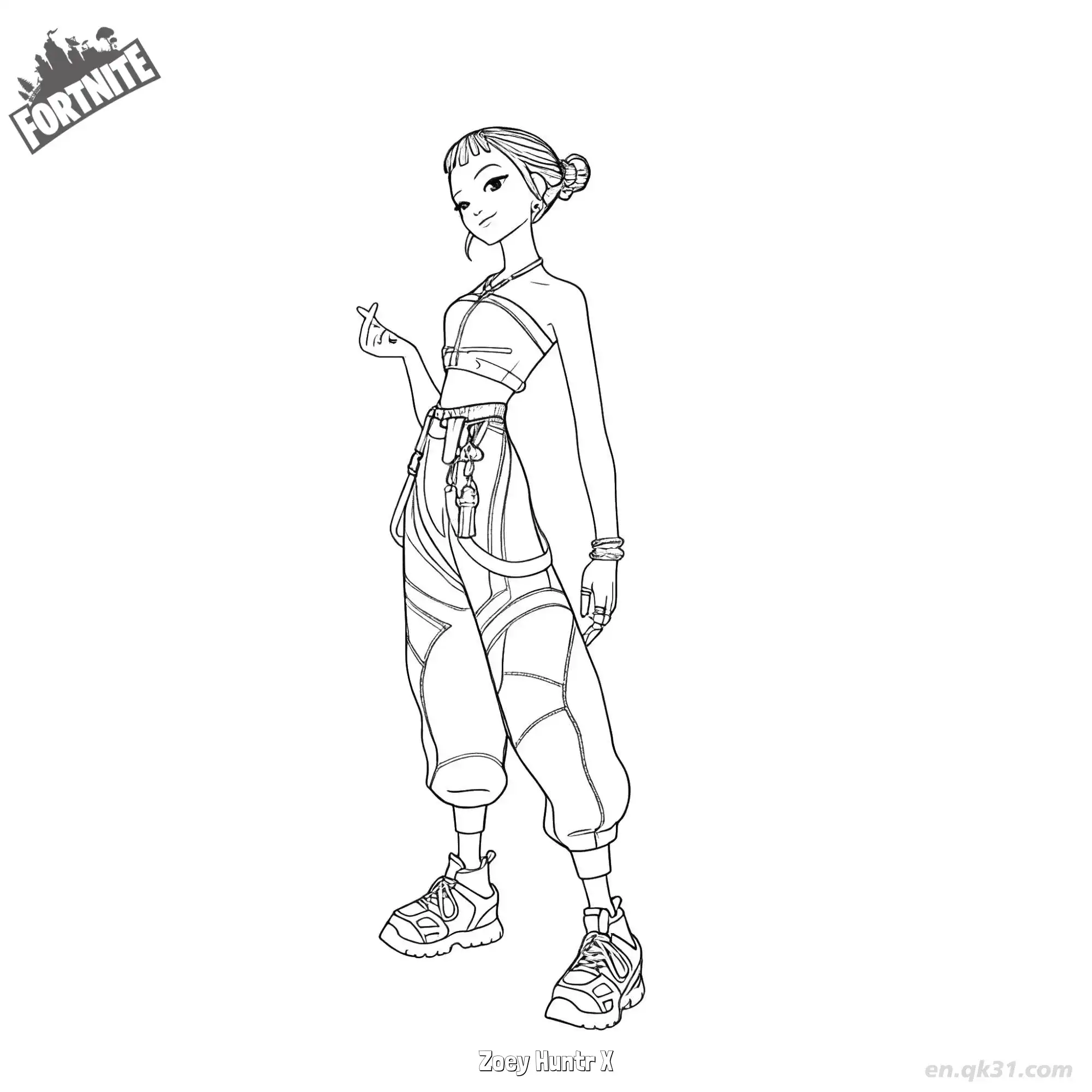 免费 佐伊·猎人X 02简笔画 素描 涂鸦 - 免费可打印堡垒之夜 下载PDF 简笔画涂色页